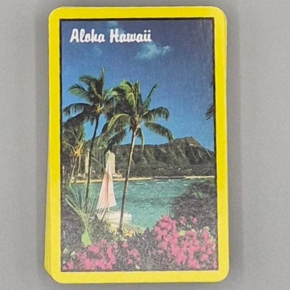 Vintage Aloha Hawaii Playing Cards Tropical Beach Palm Tree Souvenir Deck